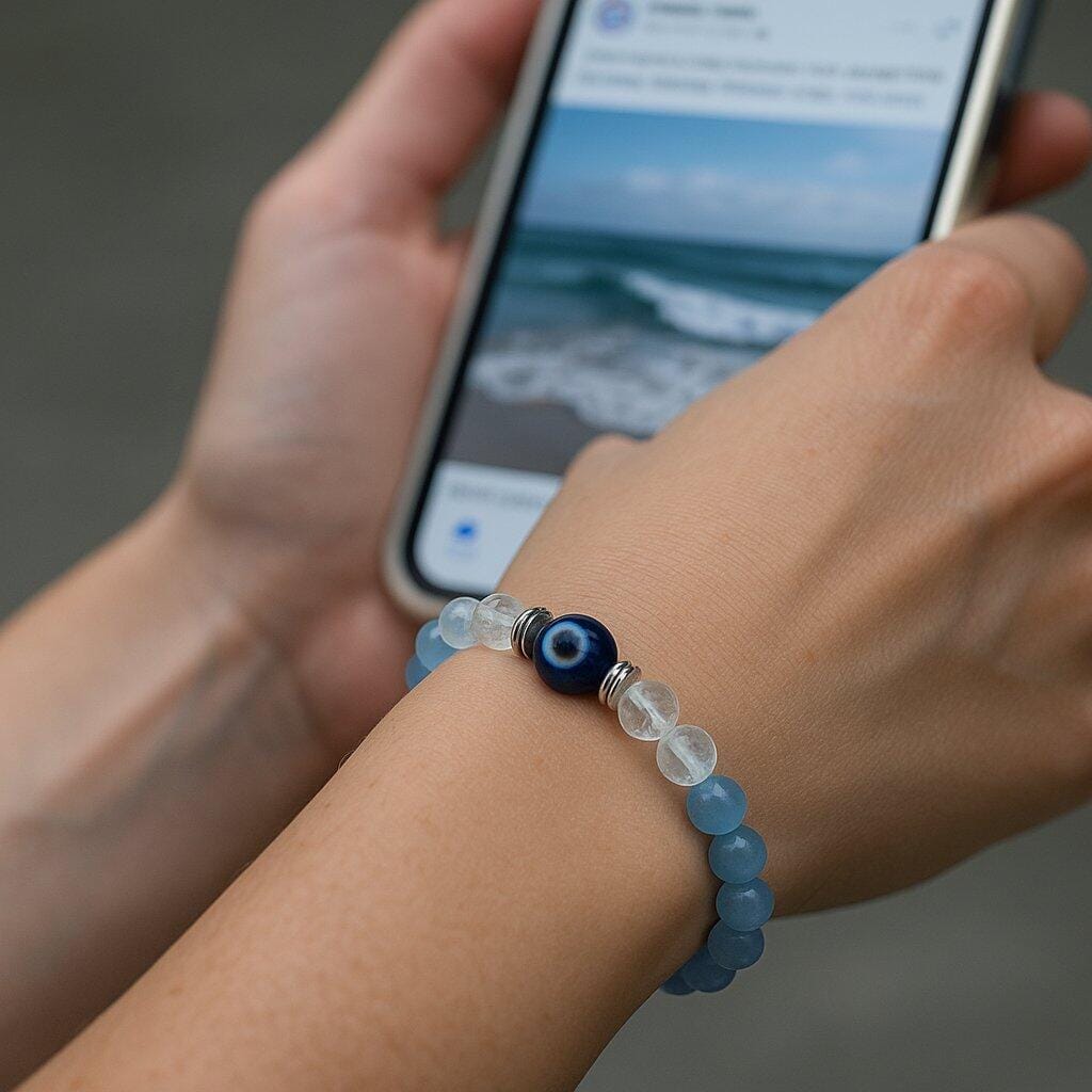 Customer photo review of Original Aquarius Birthstone Bracelet, Vastu Remedy for Clarity & Communication