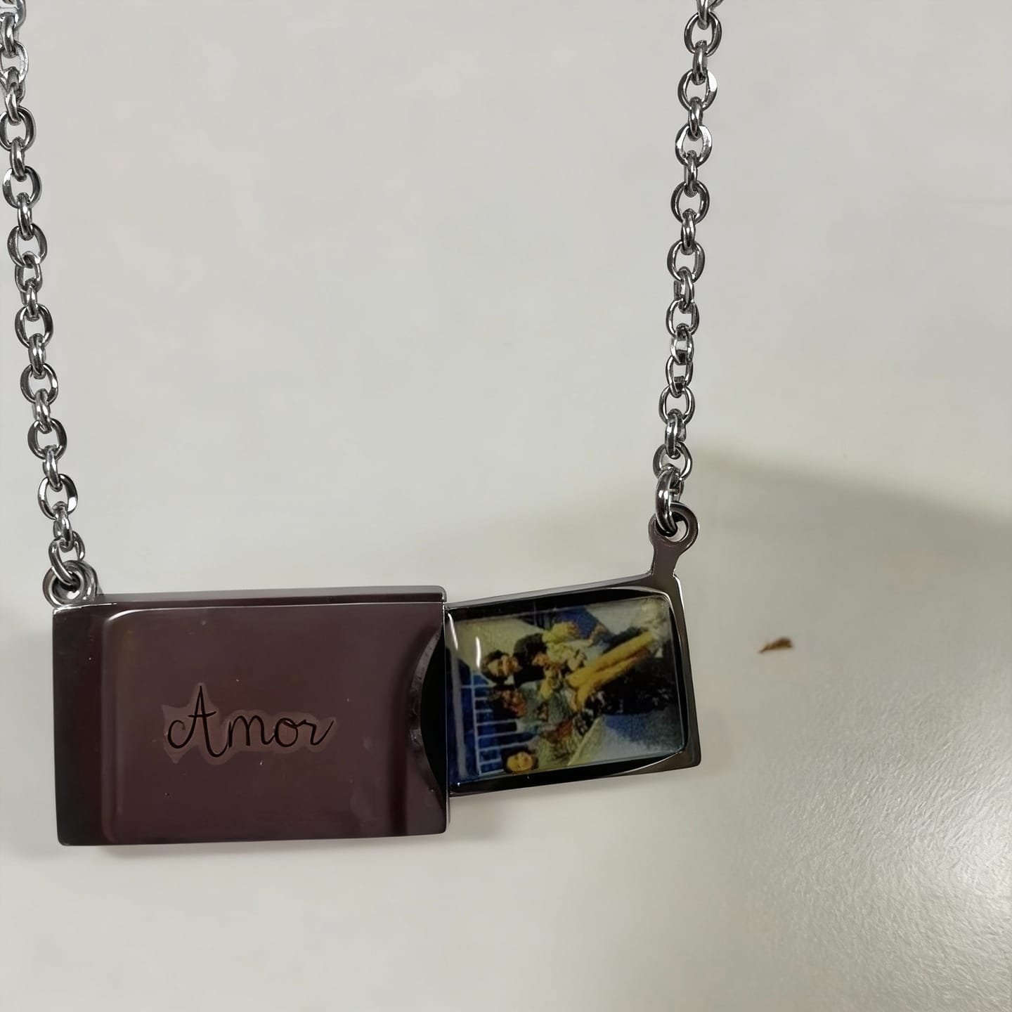 Customer photo review of Custom Photo Engraved Portrait Necklace - Personalized Keepsake Jewelry