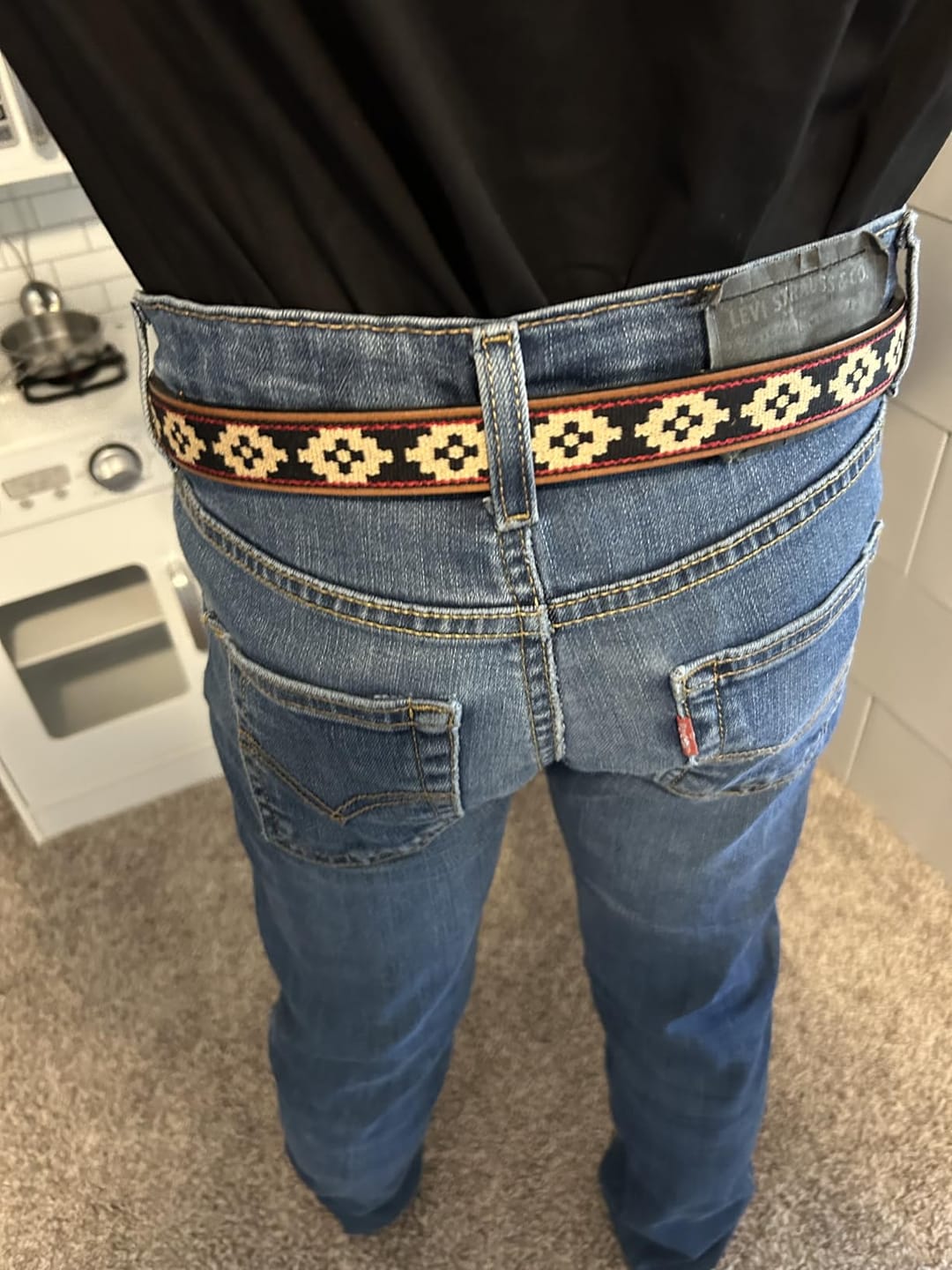 Customer photo review of Kids Guarda Pampa Woven Polo Belt (Beige/Black)