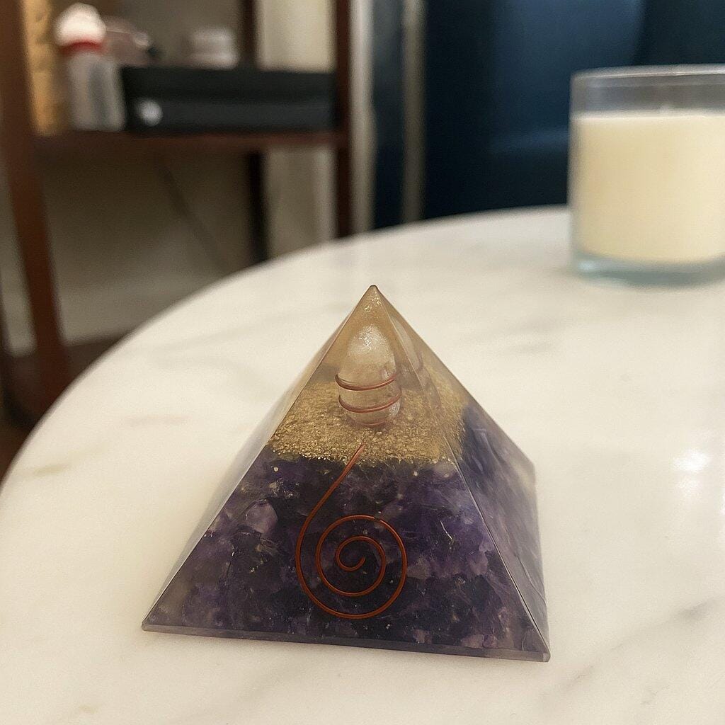Customer photo review of Premium Amethyst Crystal Pyramid – Powerful Vastu Remedy for Mind & Home