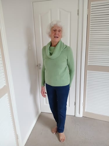 Customer photo review of Spring Green Cashmere Cowl Neck Jumper Small