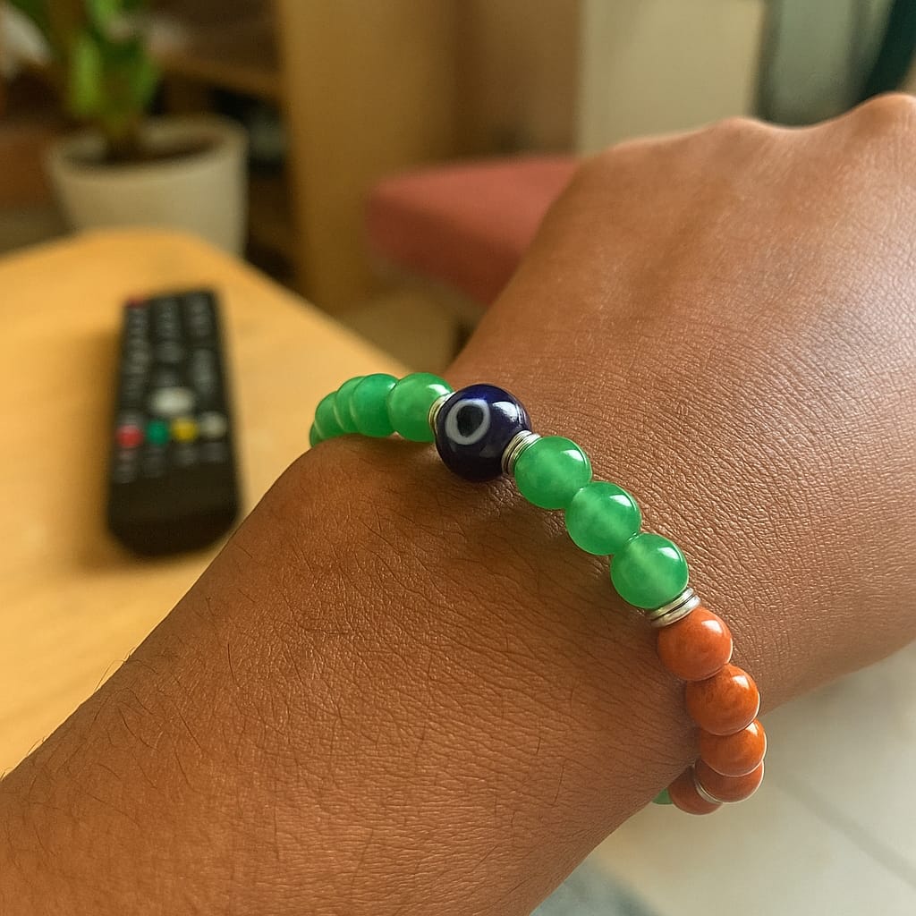 Customer photo review of Cancer Zodiac Healing Bracelet 8mm — Aventurine & Red Jasper, Vastu Remedy