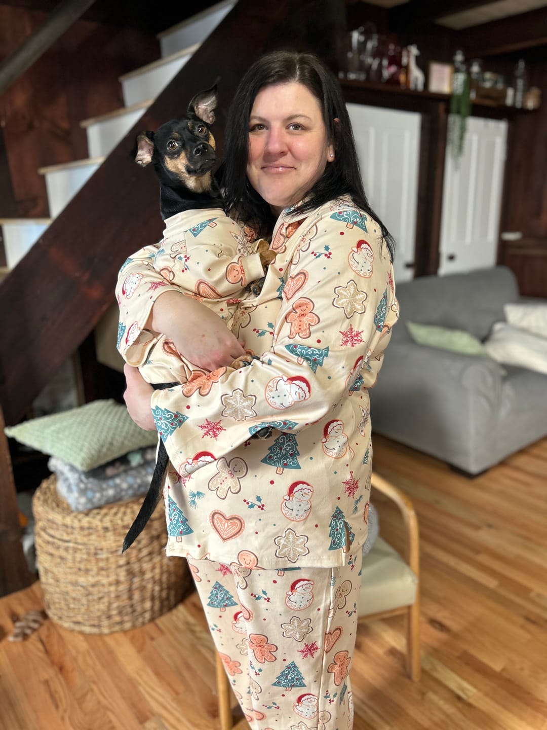 Customer photo review of Human Pajama Pants - Frosty Night