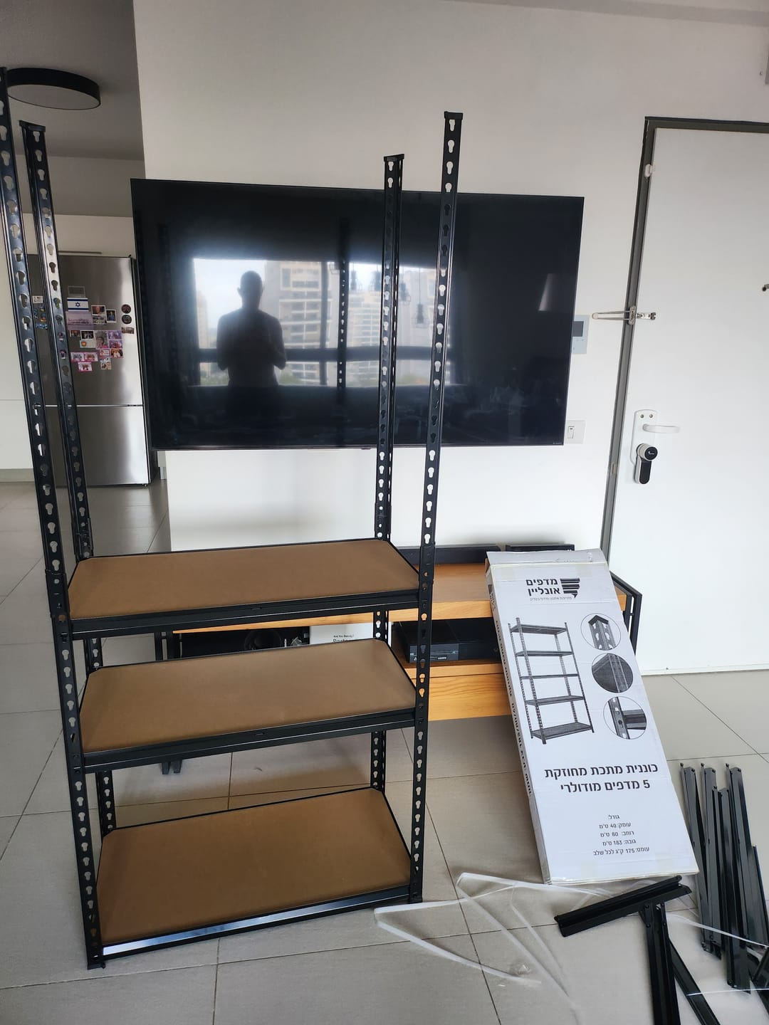 Customer photo review of כוננית מתכת פרמיום 5 מדפים מודולריים גובה 1.8 מטר