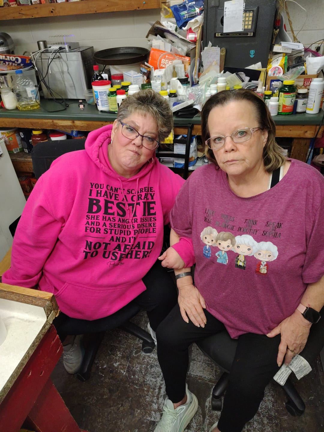 Customer photo review of You Can't Scare Me I Have A Crazy Bestie Graphic Hoodie