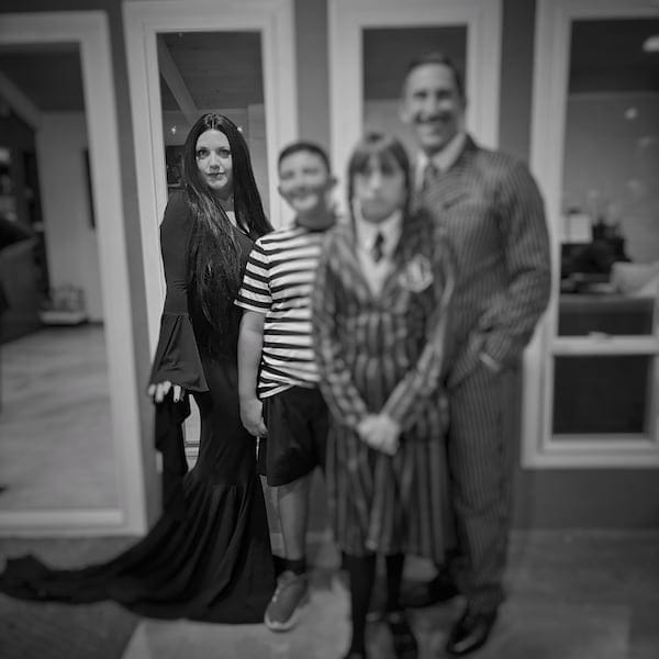 Customer photo review of Morticia Puddle Train Gown Dress