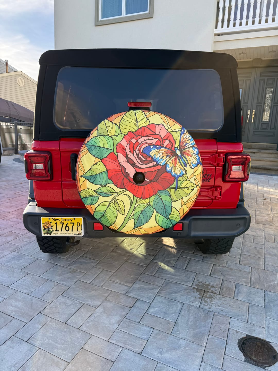 Customer photo review of Custom JP Tire Cover With Camera Hole, Upload Photo On Spare Tire Cover Custom Photo CTM