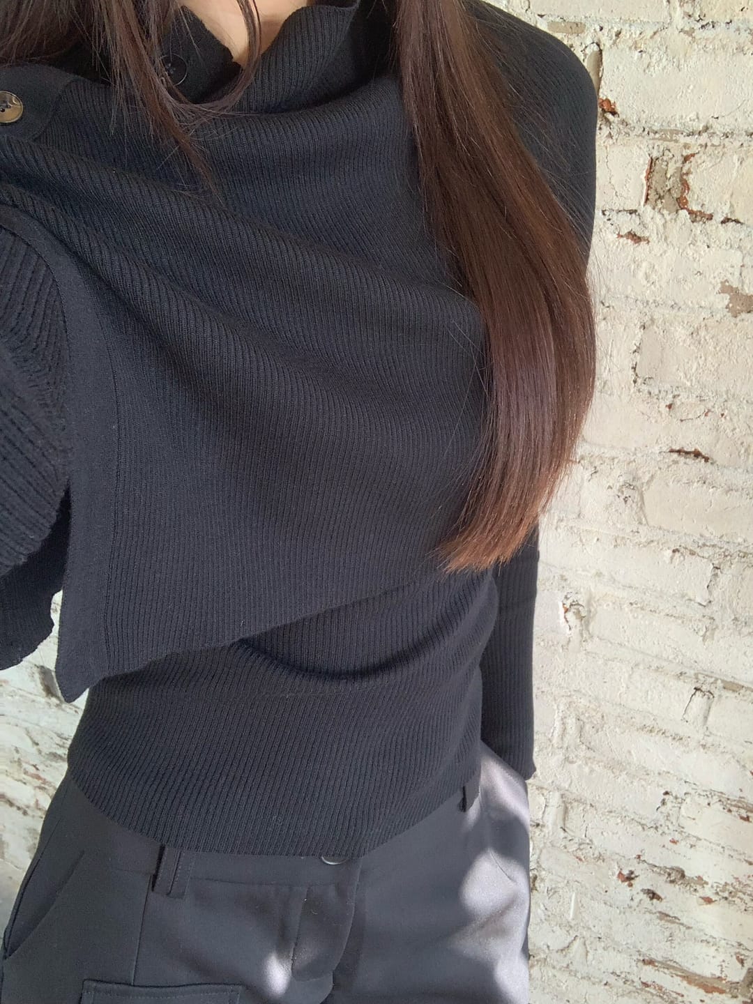 Customer photo review of IAMXIAA Knit Cape & Ribbed Base Top Two-Piece Set