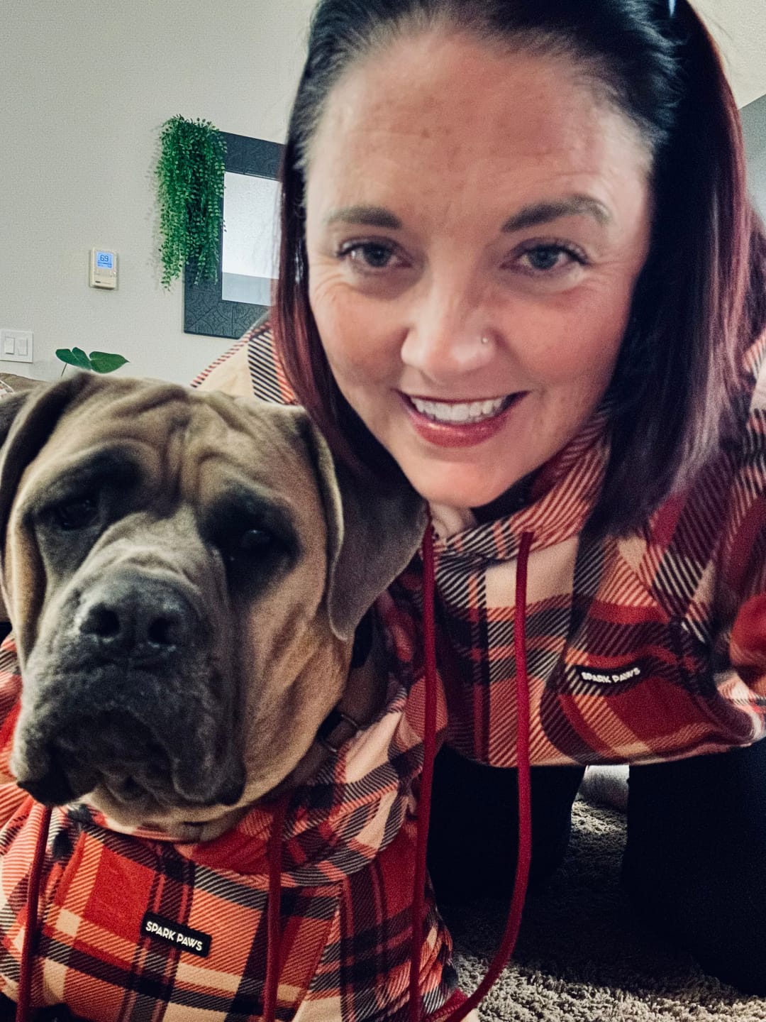 Customer photo review of Red Plaid Human Hoodie