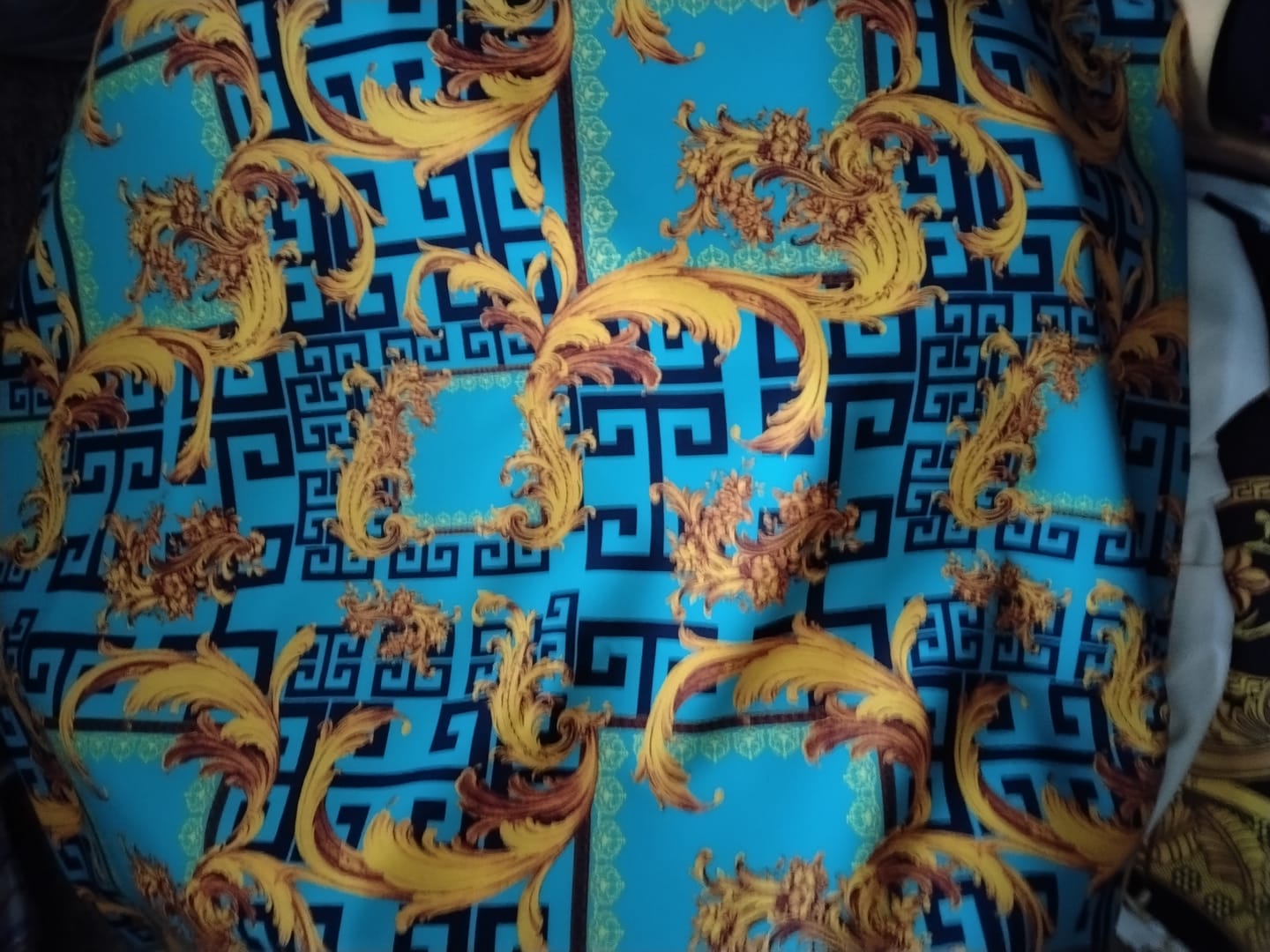 Customer photo review of Leopard Print with Gold Accents Organic Cotton Poplin Fabric by the Metre