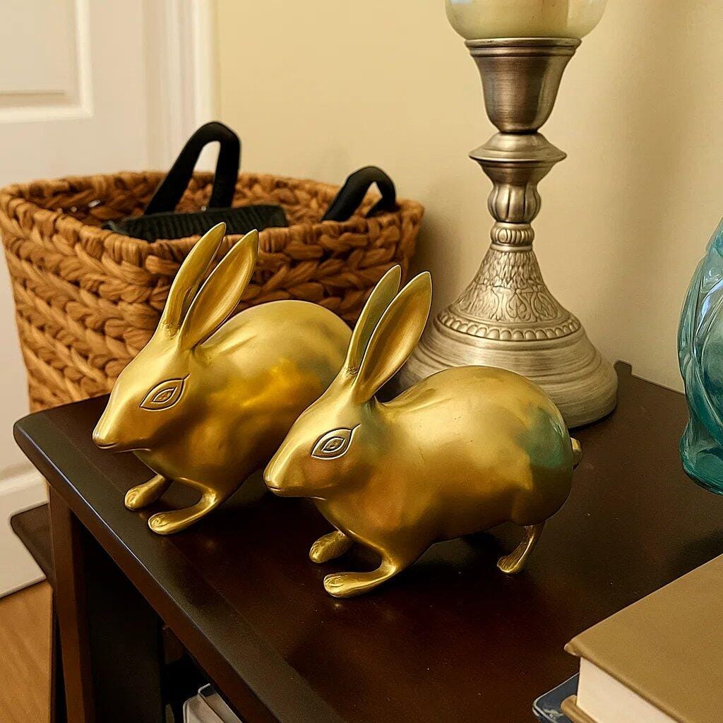 Customer photo review of Pair of Golden Rabbits Pair, 100% Pure Brass Statue Idol Decorative Showpiece for Home, Office and Gifting by Vastu Mandir