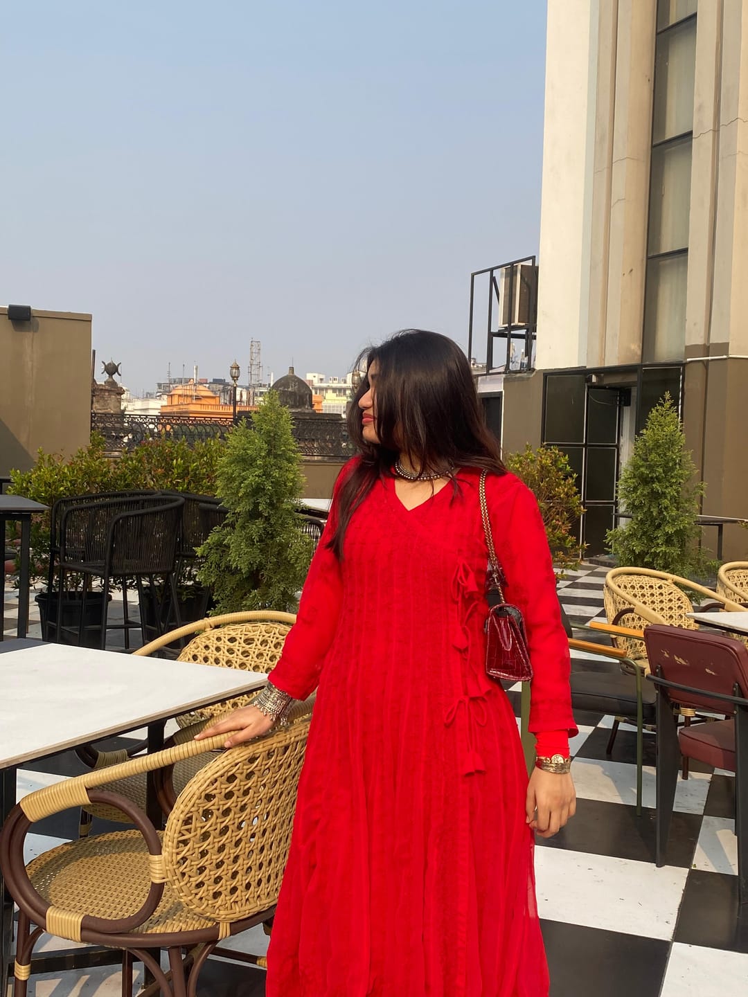 Customer photo review of Red Long Georgette Angarakha