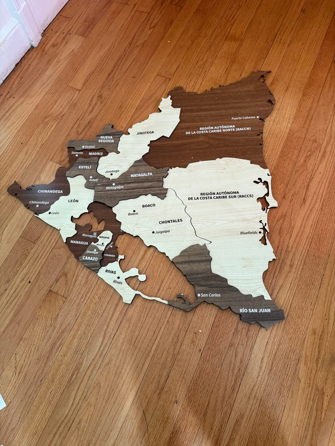 Customer photo review of Wooden Nicaragua Map  - Wood Wall Art - 3D and Multiyared Nicaragua Map