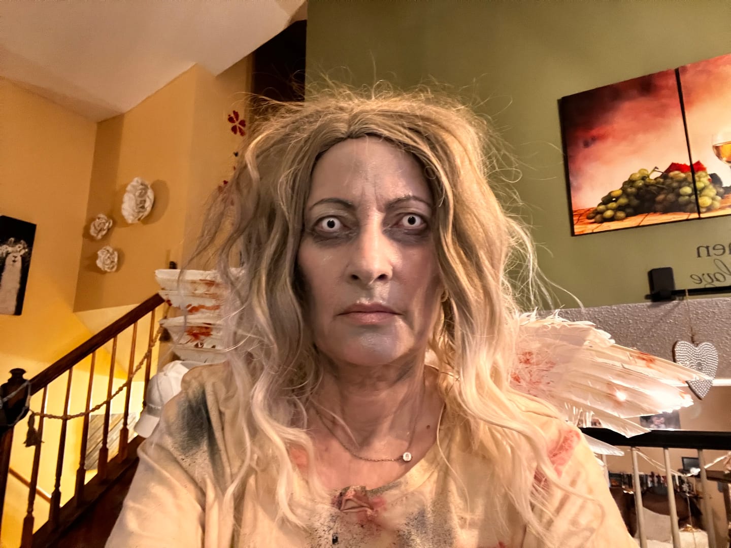 Customer photo review of Halloween Whiteout Prescription Colored Contact Lenses