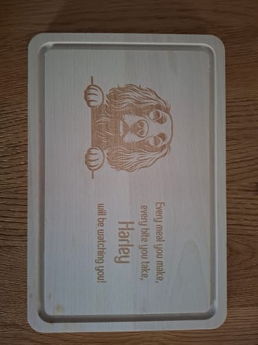 Customer photo review of Personalised Dog Photo Chopping Board