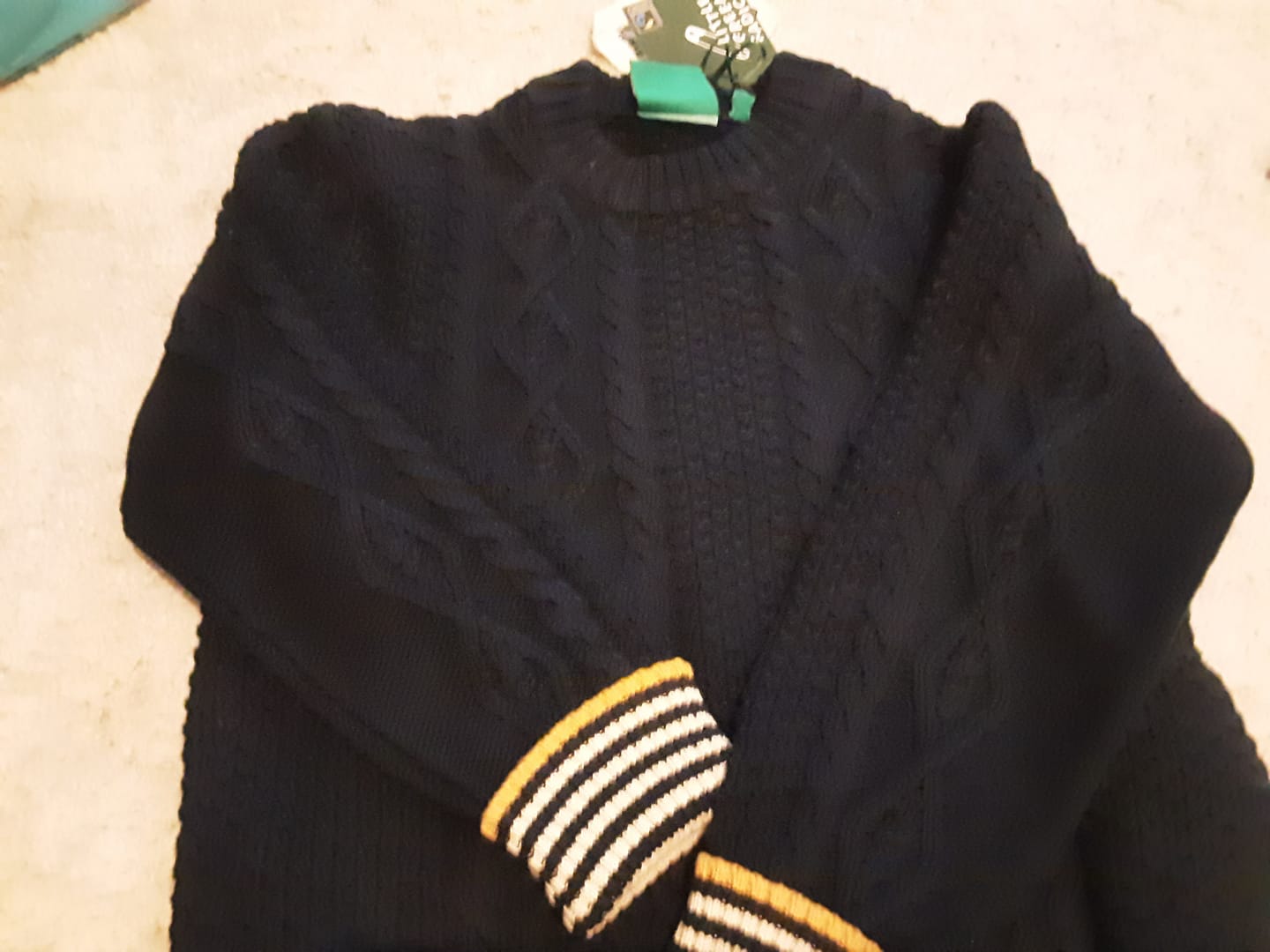 Customer photo review of Navy Aran Knitted Jumper