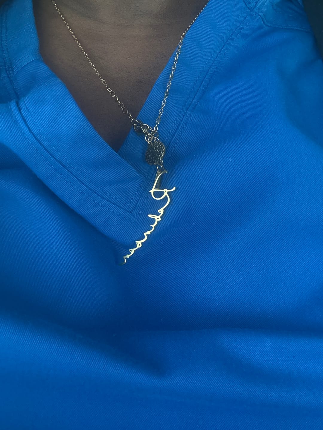 Customer photo review of Bamboo Initial Hoop Earrings