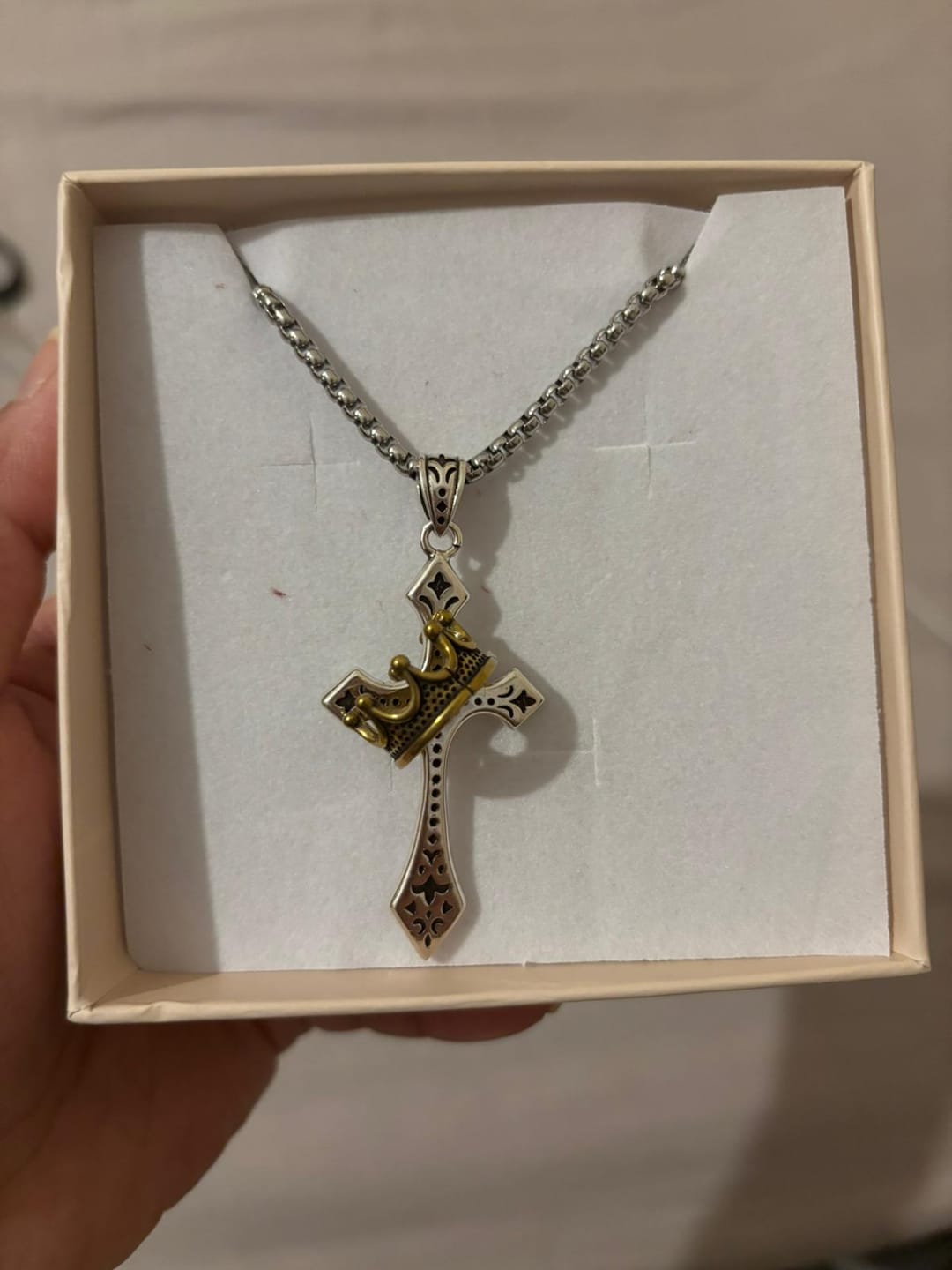 Customer photo review of Christianartworkshop The Crown Cross Necklace Religion Jewelry