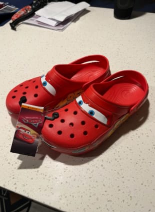 Customer photo review of Lightning McQueen Crocs – Red
