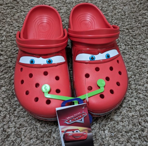 Customer photo review of Lightning McQueen Crocs – Red