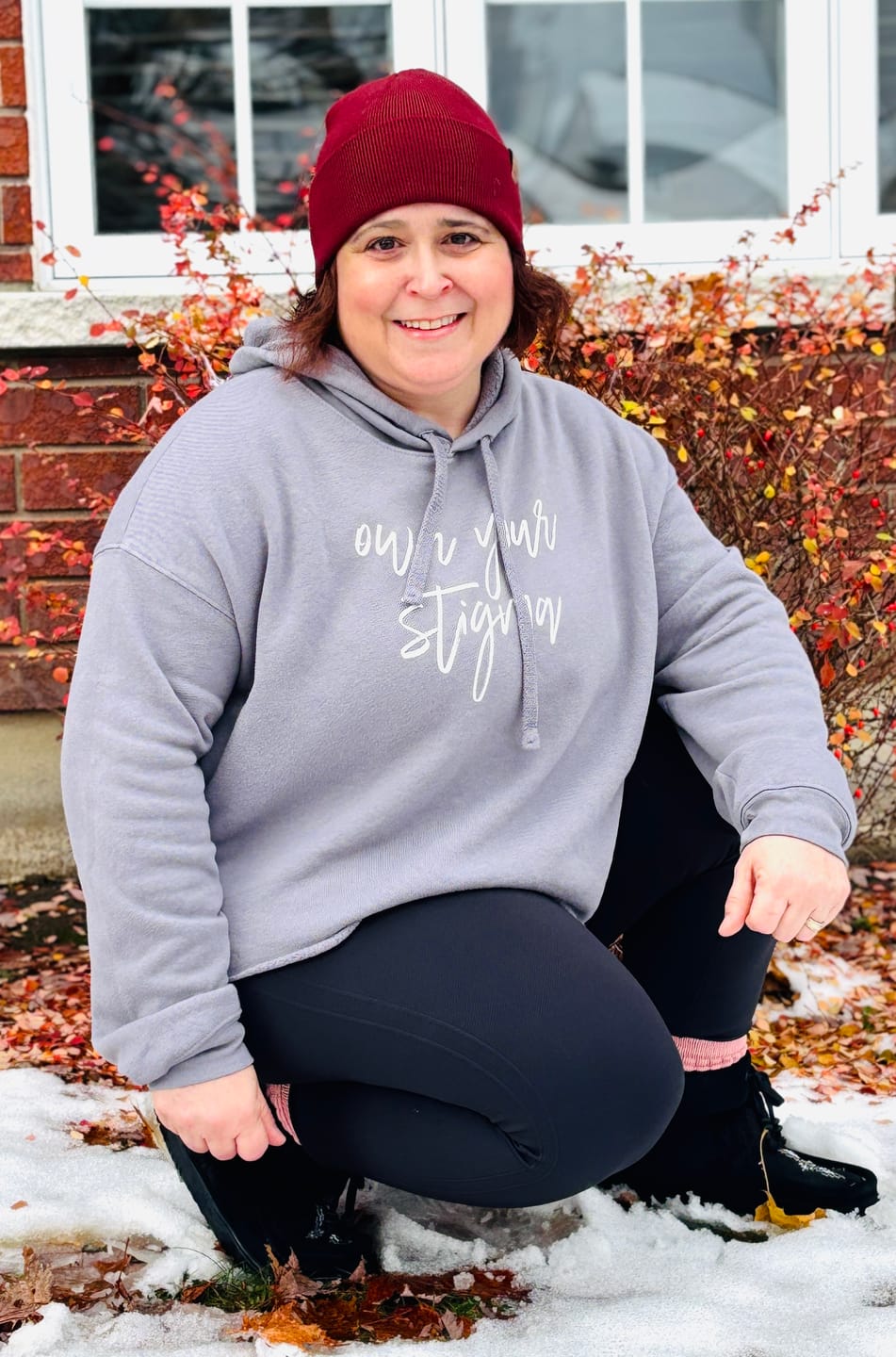 Customer photo review of Own Your Stigma Crop Hoodie