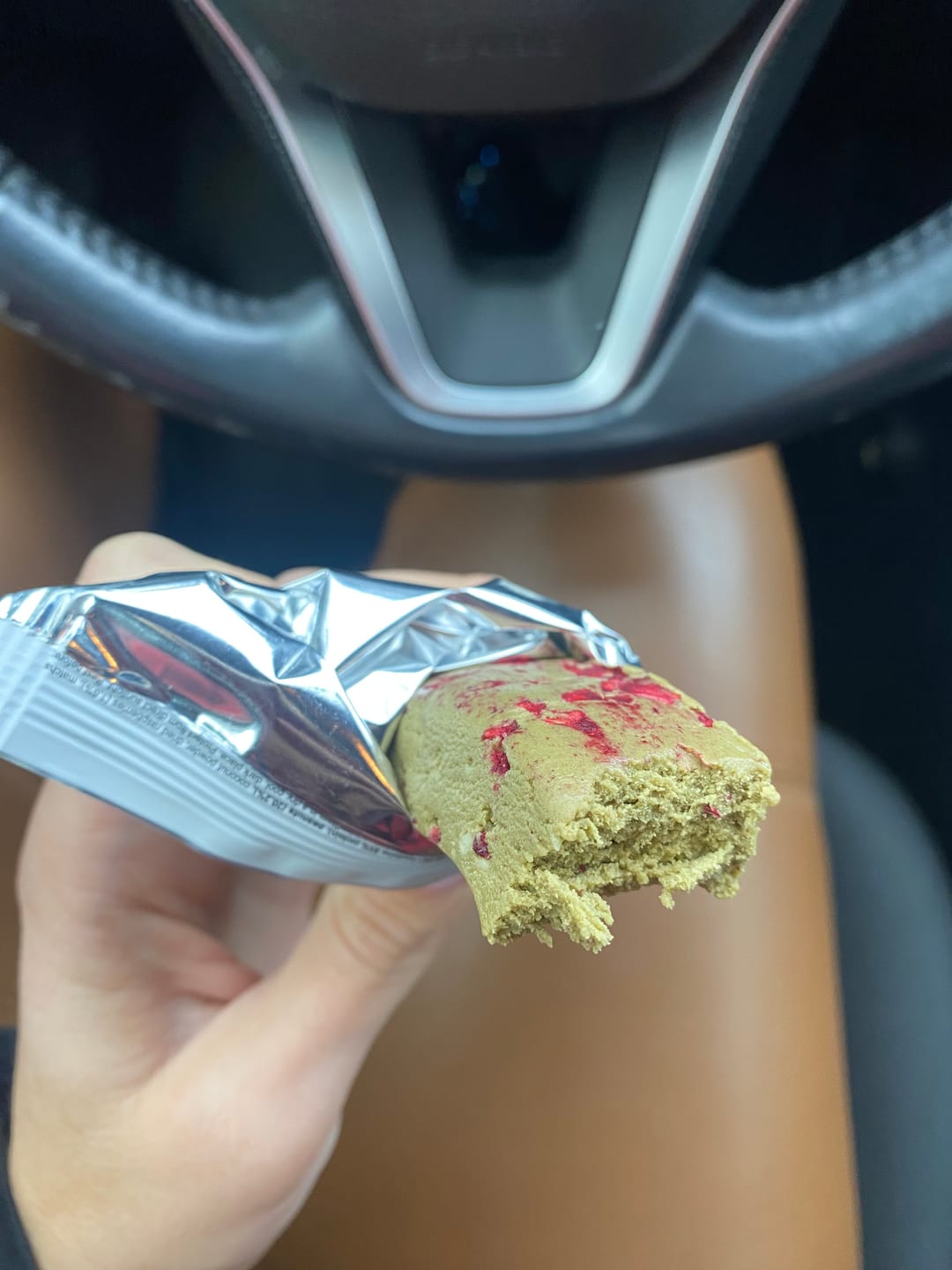 Customer photo review of Matcha + Raspberry