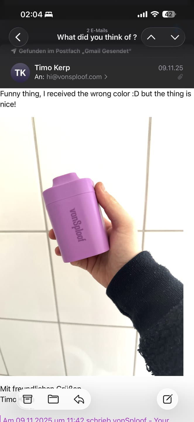 Customer photo review of Green vonSploof Personal Air Filter