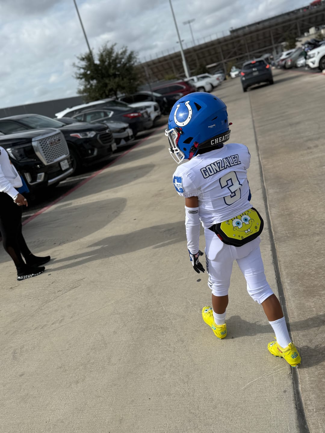 Customer photo review of Phenom Elite Football Back Plate - Spongebob
