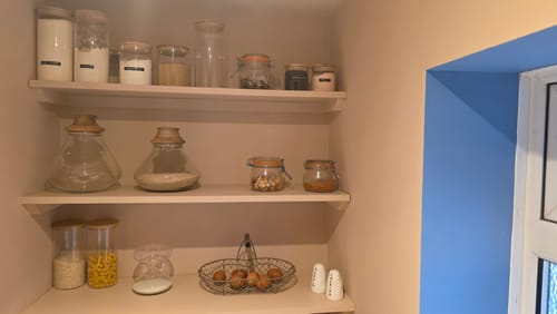 Customer photo review of Glass Bamboo Pantry Jars (2 Jars of every size)