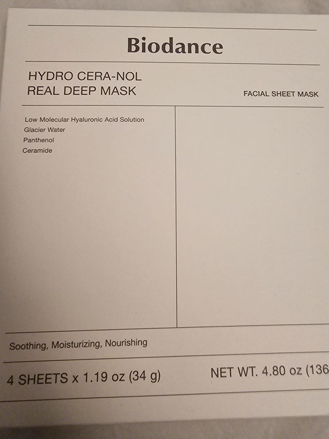 Customer photo review of Nakts hidrogela maska ar keramīdiem Biodance Hydro Cera-Nol Real Deep Mask