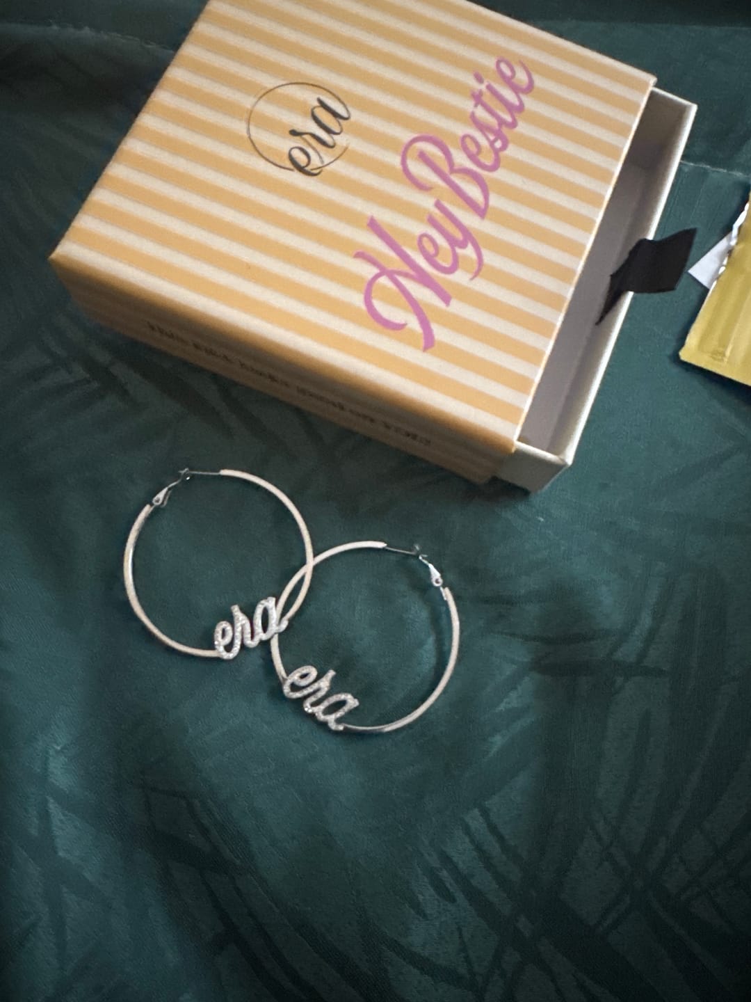 Customer photo review of Silver Precious Era Logo Hoops