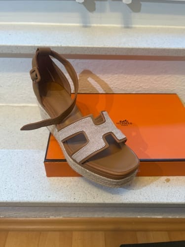 Customer photo review of HM 25C Elda espadrille Brown Mix White Denim and Goatskin 202834