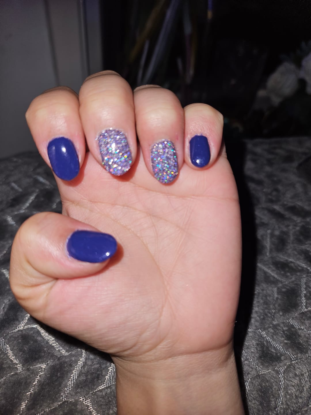 Customer photo review of Sapphire Blue Dipping Powder