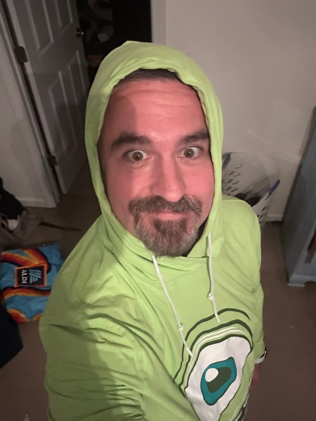 Customer photo review of Disney and Pixar Monsters, Inc. "Mike" – Performance Hoodie