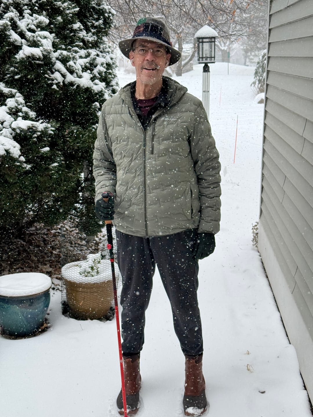 Customer photo review of Walking Hat Patchwork Tweed
