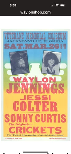 Customer photo review of Waylon Jennings and Jessi Colter Restrike Poster