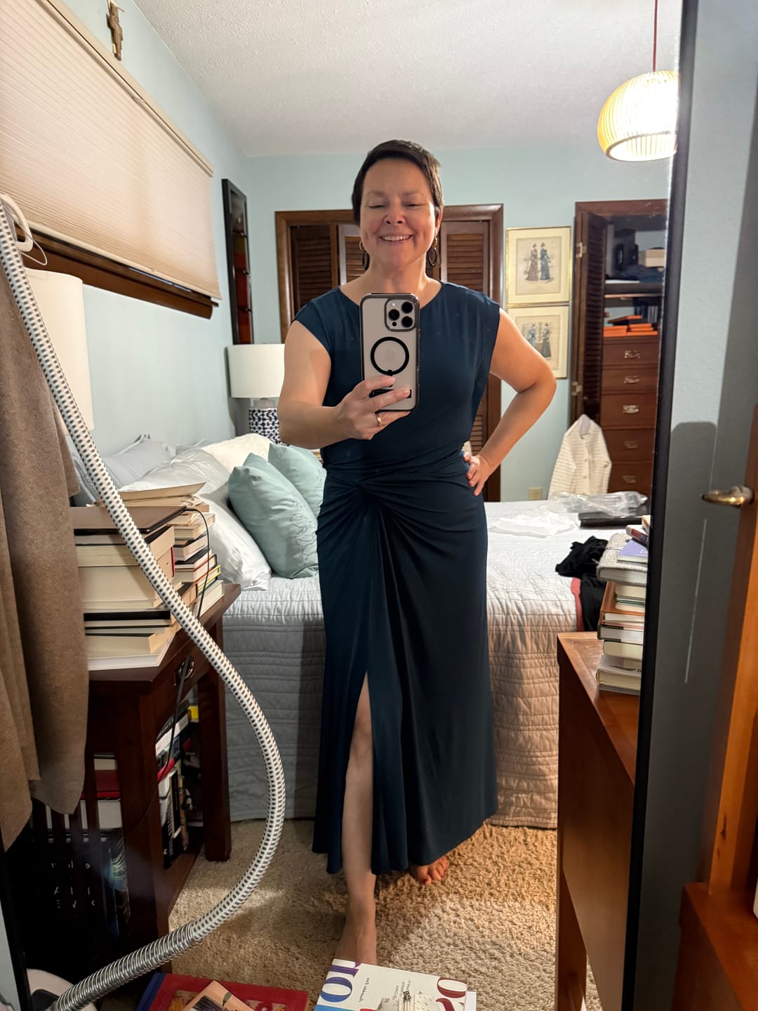Customer photo review of Zita Drape Dress - Light Jersey :: Moroccan Blue
