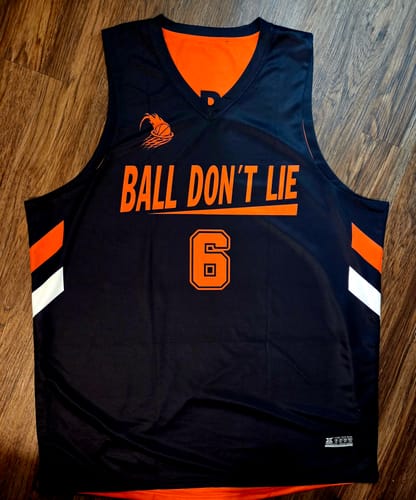 Customer photo review of Custom Black Orange  Double Side Tops Athletic Basketball Jersey