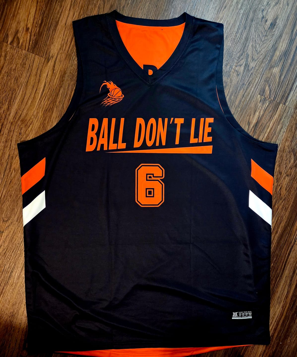 Customer photo review of Custom Black Orange  Double Side Tops Athletic Basketball Jersey