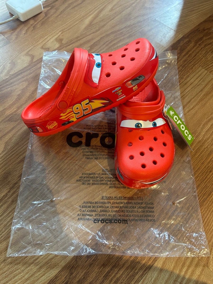 Customer photo review of Lightning McQueen Crocs – Red