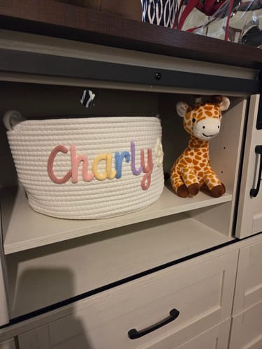 Customer photo review of Baby Knits™  Multicolor Personalized Knitted Basket