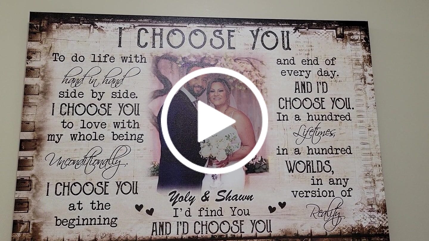 Customer video review of Couple Personalized Canvas Prints - Custom Photo & Text - 5 Sizes - Anniversary Gift, Love Gifts, Couple Gifts for Her, I Choose You - Dem Canvas