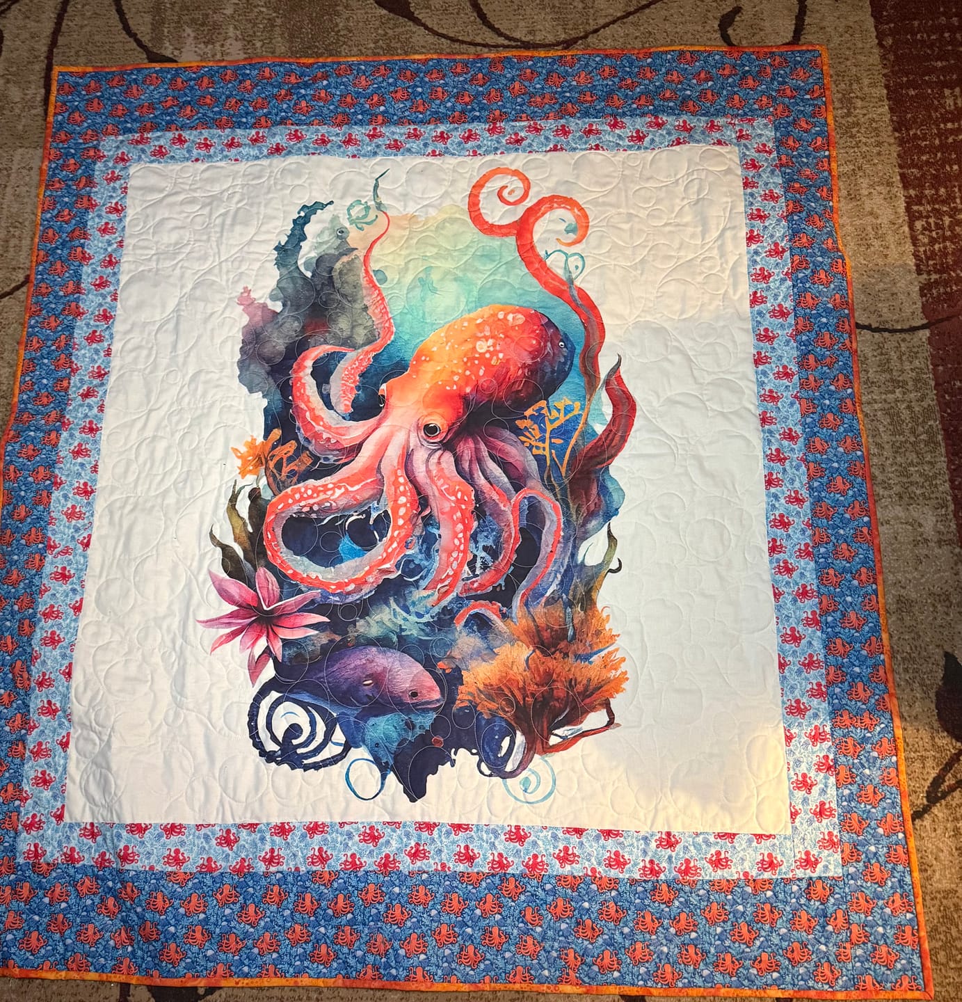 Customer photo review of Sea Creatures Octopus Fabric Panel