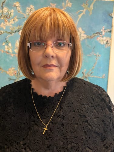 Customer photo review of Mayde Candy Curtain Bang Full Wig - SKY