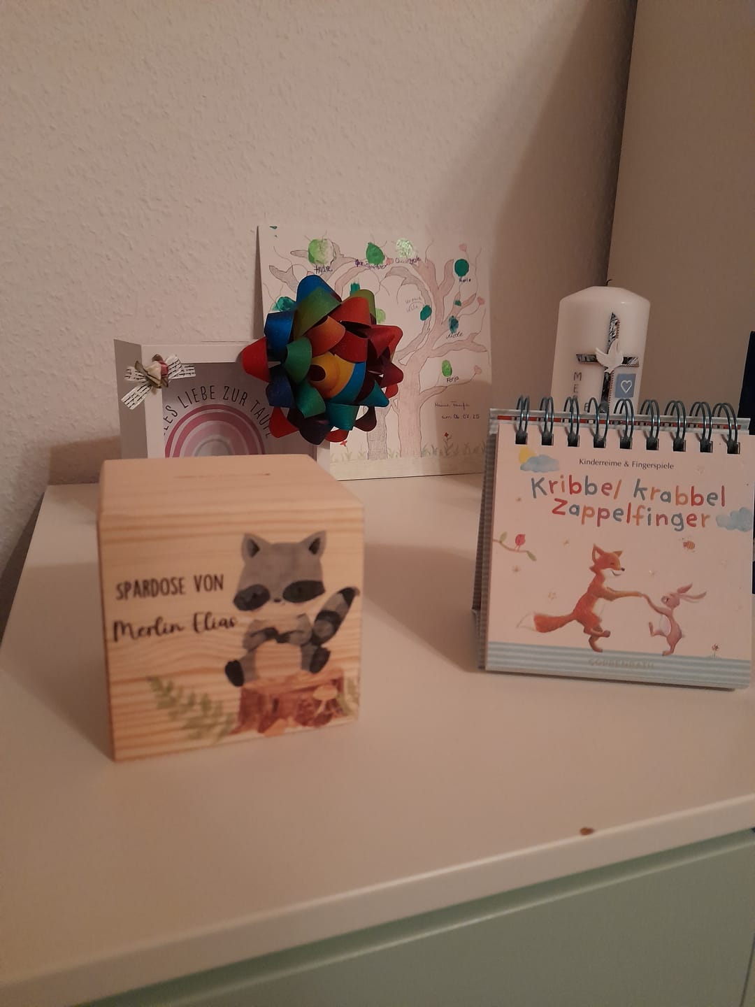 Customer photo review of Spardose Kinder, Sparschwein personalisiert bunt - Waschbär