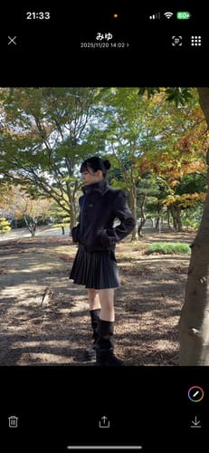 Customer photo review of WARDEN EDGE Structured Cropped Wool Coat and Pleated Mini Skirt Set