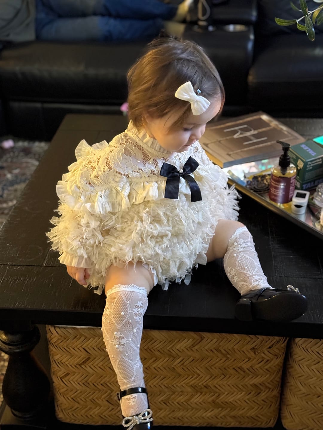 Customer photo review of Ava Ivory Pearl Lace Socks