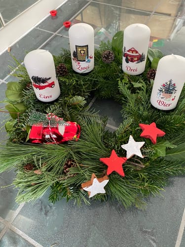 Kundenbewertung mit Foto zu Advent candles - Advent Christmas motifs - set of 4 - Christmas candles - Advent wreath decoration - Advent calendar
