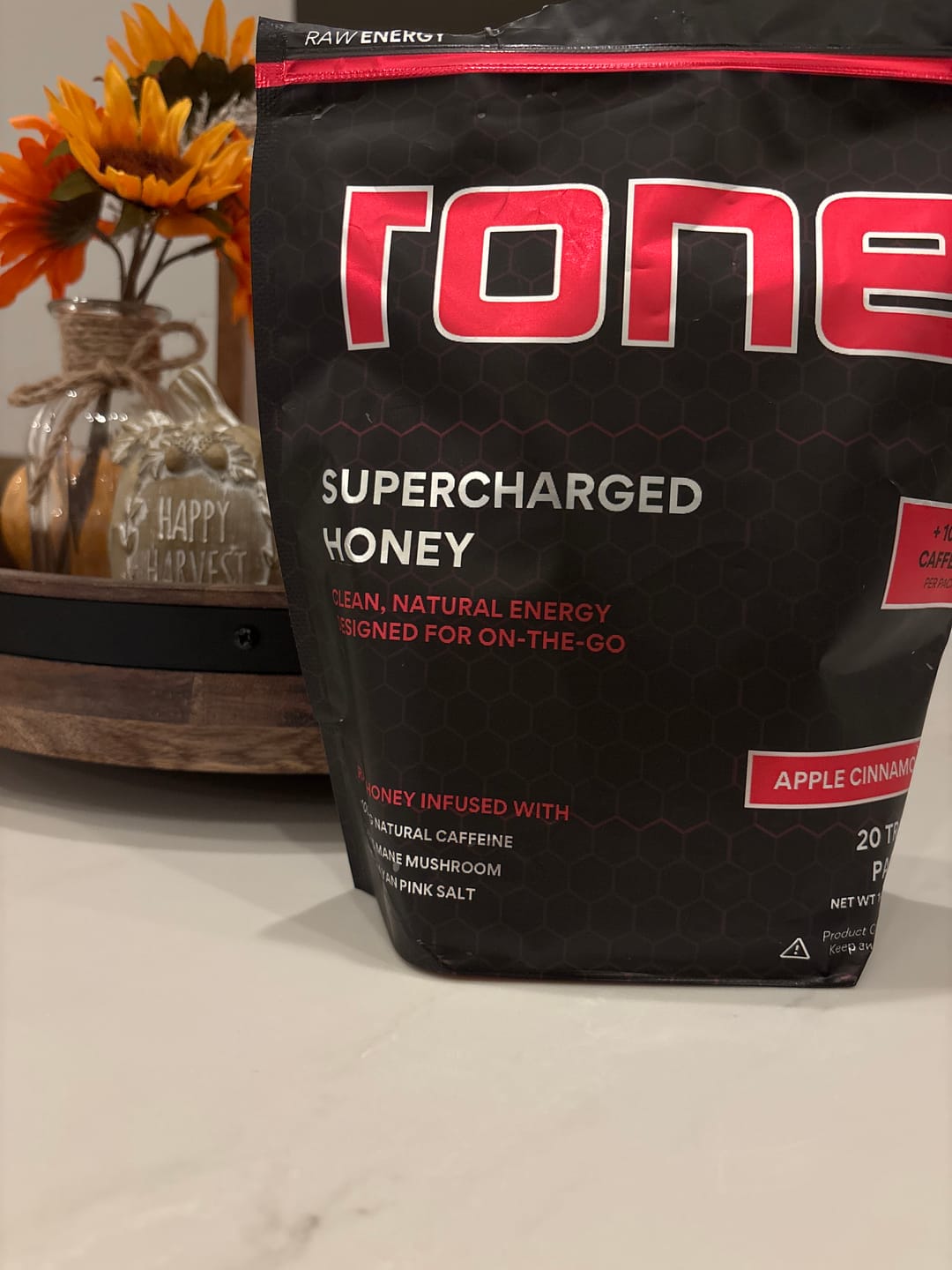 Customer photo review of 100mg Caffeine - Apple Cinnamon - SuperCharged Honey (20-Pack)