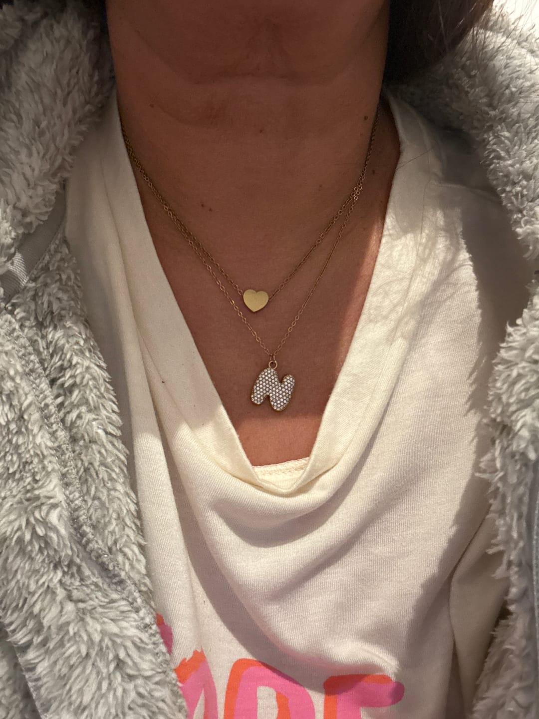 Customer photo review of Pave Bubble Initial Kette 14K Vergoldet